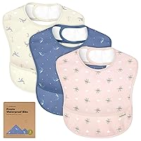 Vista 22 de KeaBabies Paquete de 3 baberos impermeables para comer – Baberos ligeros de alimentación para niños pequeños con gran receptor de alimentos, a Bloom