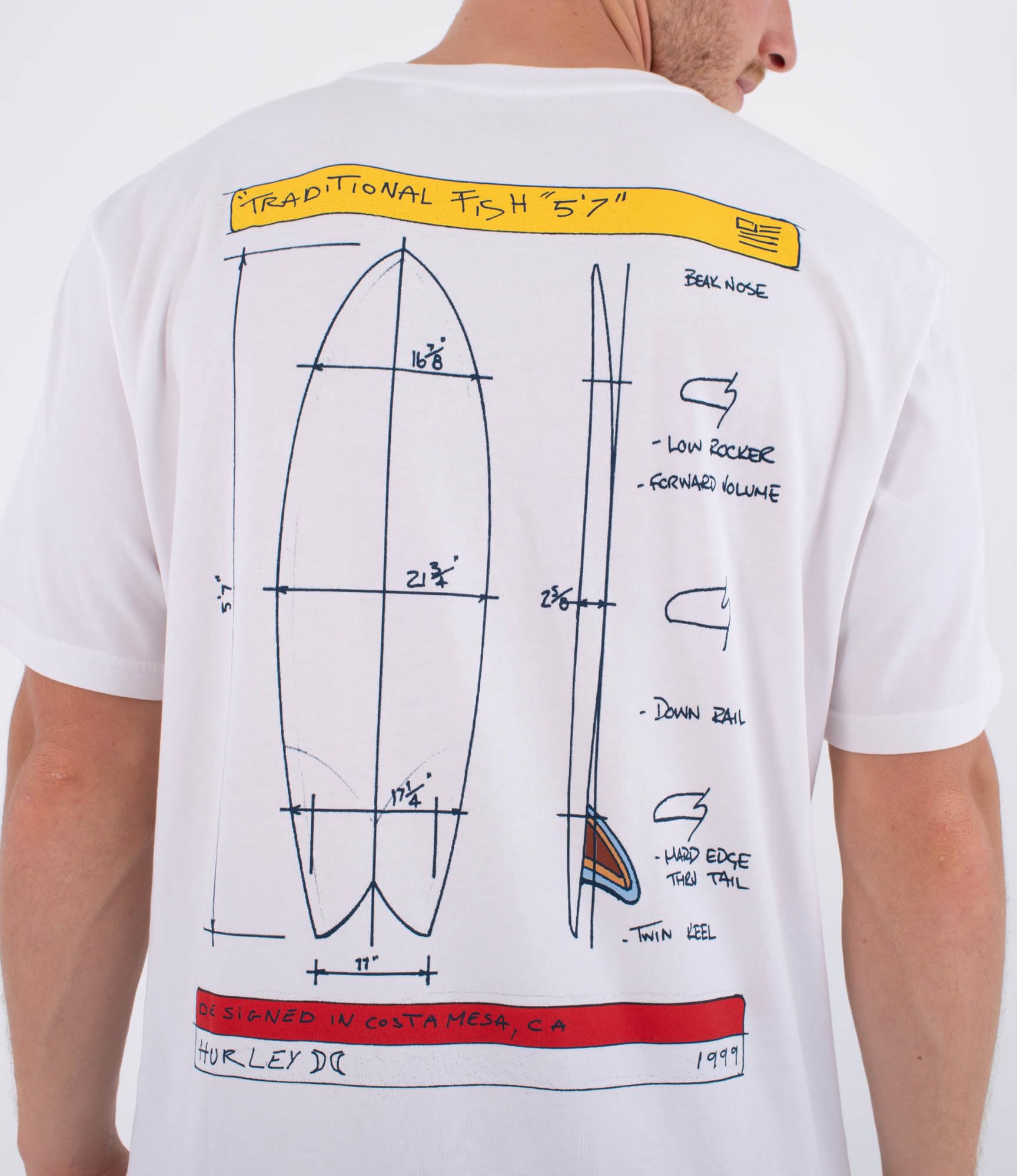 Hurley Mens Short Sleeve Kraft Sketch T-Shirt, White, M EU