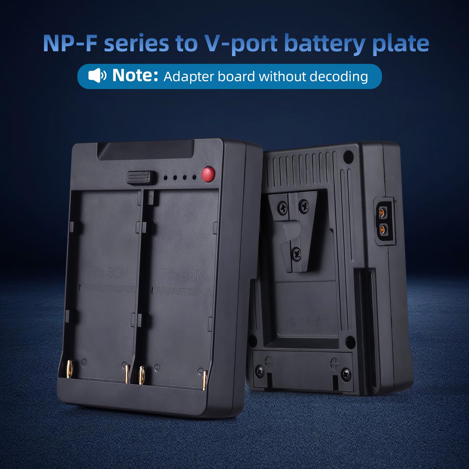 Andoer NP-F970 F750 F550 - Piastra per batteria a V-Lock V-Mount con uscite USB-A/Type-C/DC/D-TAP