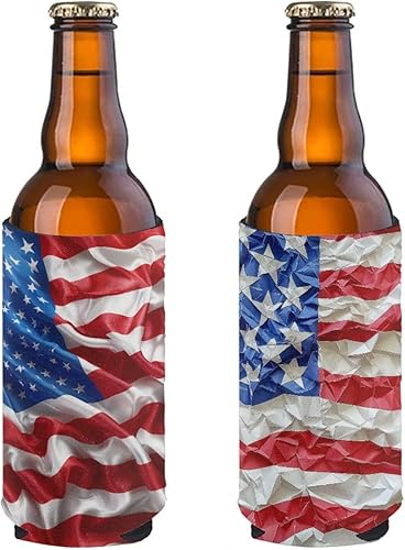 Miniatura 4 de American Flag - Paquete de 2 fundas para latas de cerveza, enfriadores de latas de cerveza, fundas de neopreno para latas y botellas, fundas