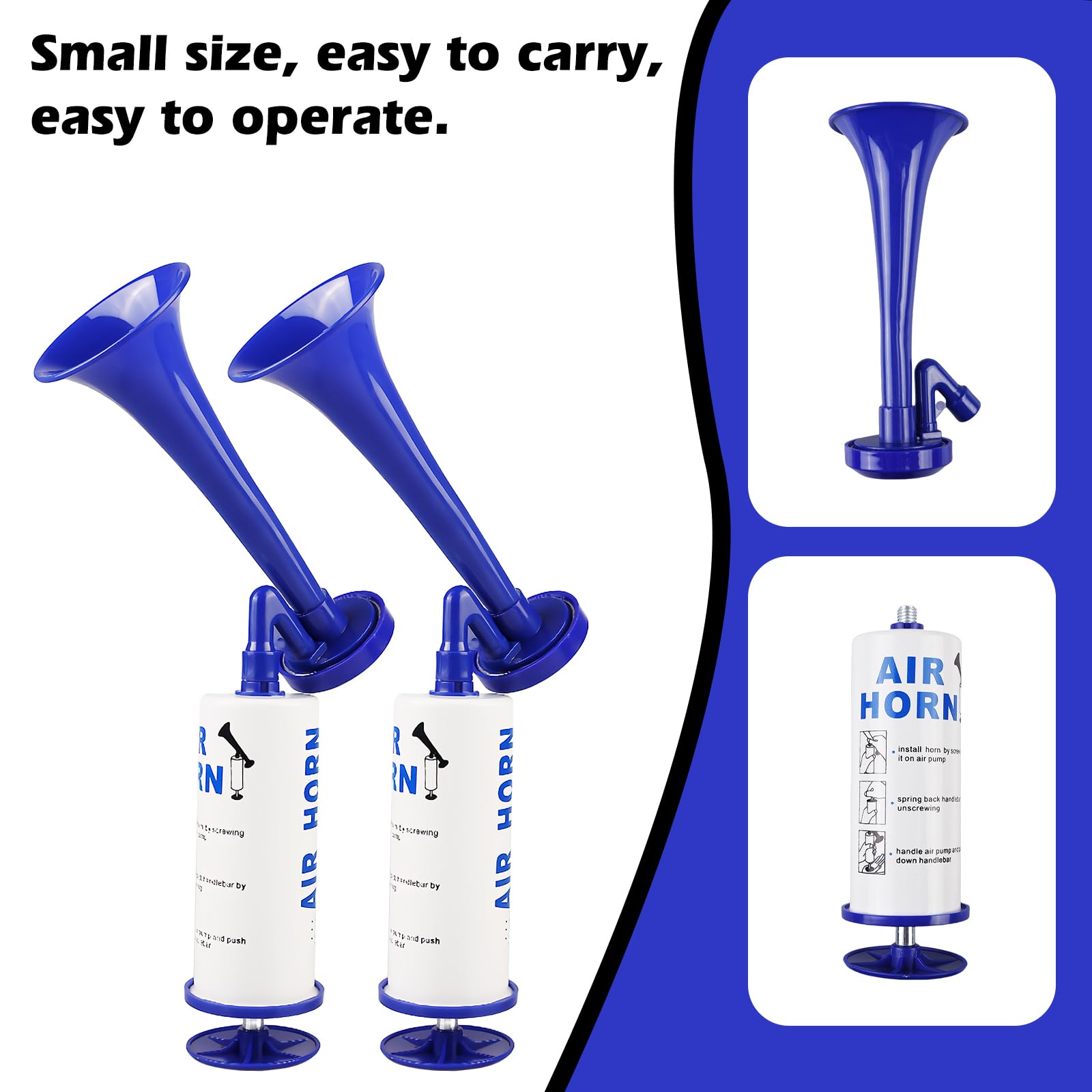 Tromba d'aria Portatile, 2 Pcs Tromba Ad Aria Compressa, Handheld Air Horn, Tromba da Stadio Riutilizzabile, Trombe con Pompa, Corno da Stadio Air Horn, Tromba per Celebrazionini Feste Camp Nautica