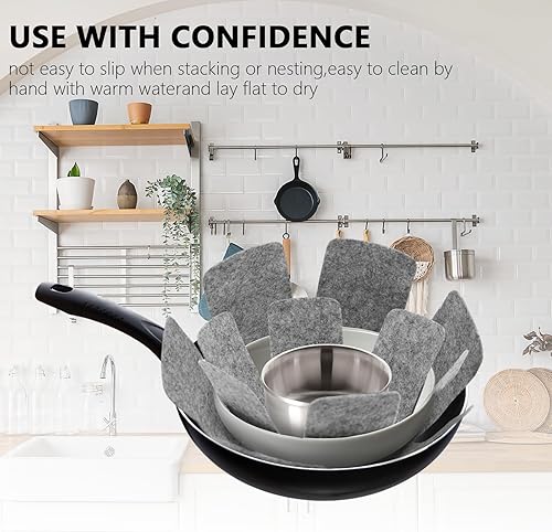 Miniatura 7 de 40 protectores de ollas y sartenes, 5 tamaños diferentes, protectores de utensilios de cocina, separadores apilables para proteger y separar ollas y