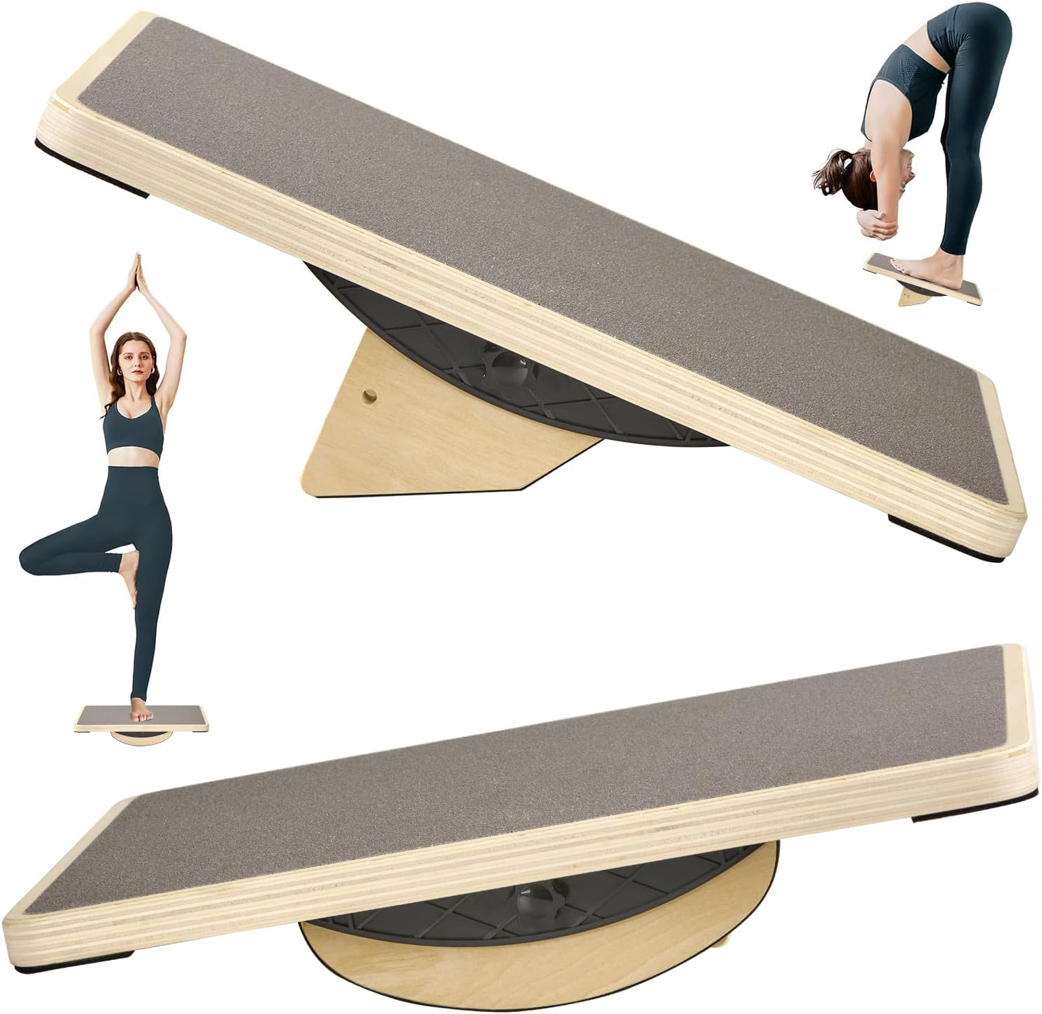 Balance Board Wobble Board for Adults Anti-Slip Balance Board for Physical Therapy Standing Desk Core Strength Wooden Balance Board Rocker Board