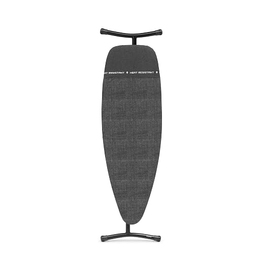 Brabantia Ironing Board D, 135x45cm - Denim Black | 100% Fairtrade Cotton | XL Ironing Board & Wide Surface | Heat Resistant Zone for Steam Generators | Foldable Iron Table & Sit-Down Use