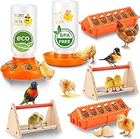 ATHCOHT Automatic 1L Chicken Feeder Waterer Set with 2 Wooden Perches for Chicks Ducks Quail Baby Poultry Coop