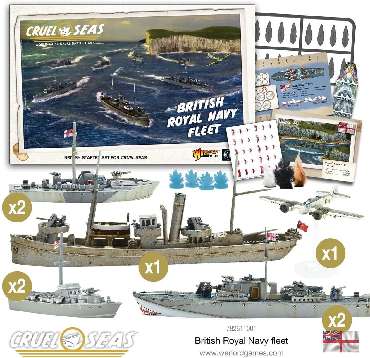 Cruel Seas Warlord British Royal Fleet 1:300 WWII Naval Military Wargaming Plastic Model Kit 782611001