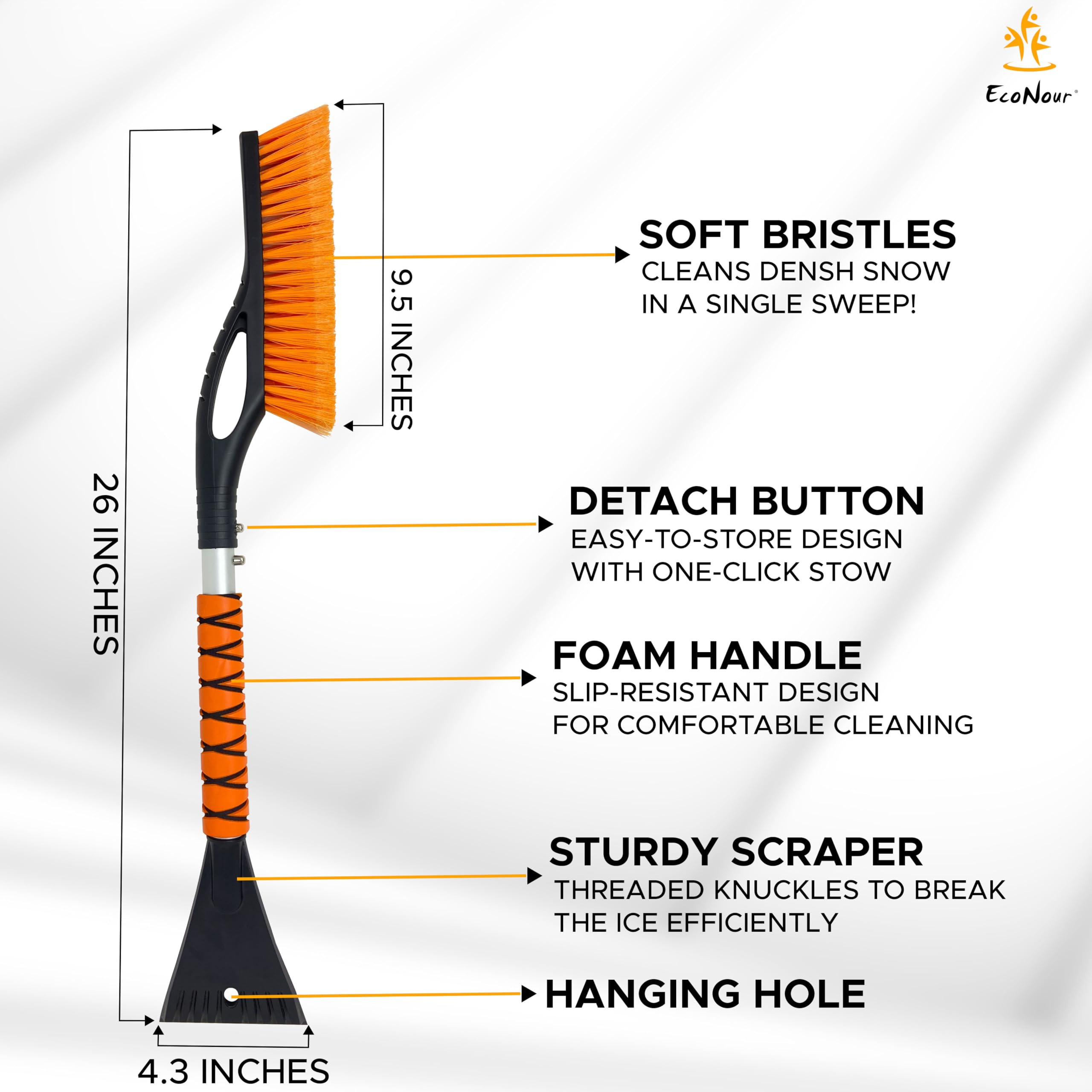 EcoNour Truck Windshield Cover for Ice and Snow (74"x43") Snow Brush