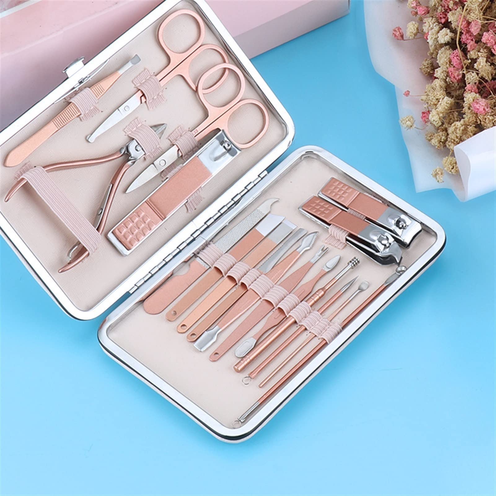Nagelknipser-Set Pediküre-Kit-Schere Nagel-Klipper Set Tote Hautzange Nagelschneidezange Pediküre-Messer Nagel Maniküre-Werkzeug-Pflege-Kit mit Fall Nagelknipser-Kit