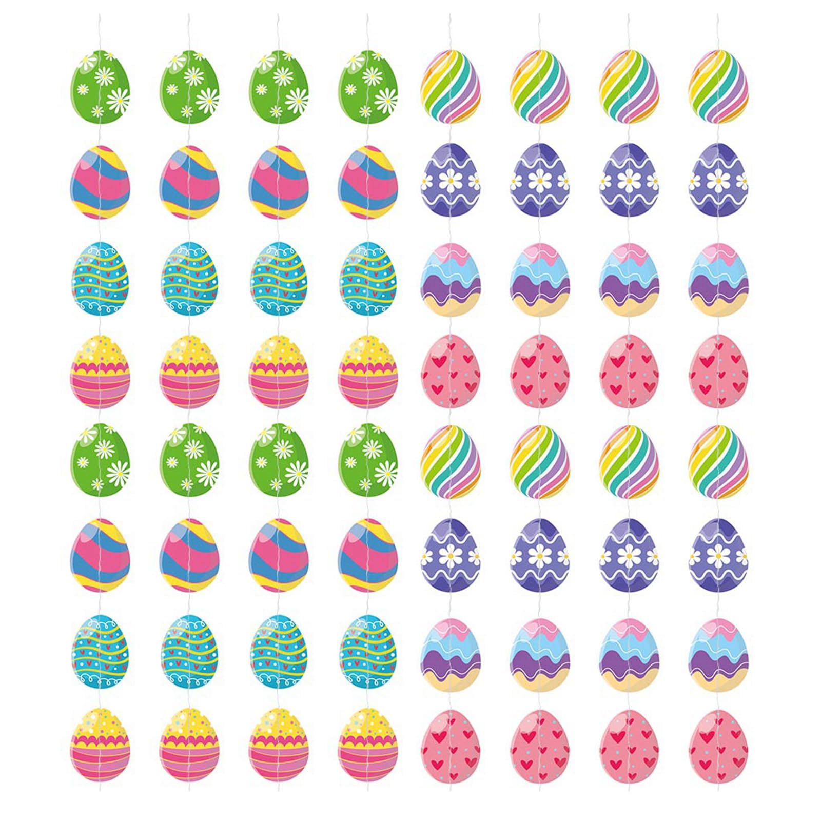 Guirnaldas de Pascua para repisa con serpentinas colgantes de huevos de colores en pack de 8