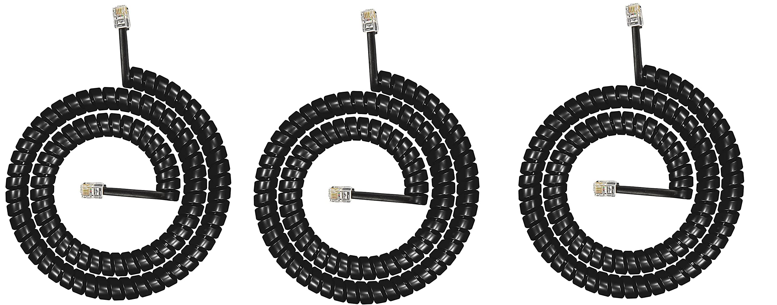 TECH-X Telephone Phone Handset Cable Cord,Coiled Length 1.4 to 8 Feet Uncoiled,Landline Phone Handset Cable Cord Male to Male RJ9/RJ10/RJ22 4P4C Pure-Copper BlackCoiled (PACK OF 3)-image-24