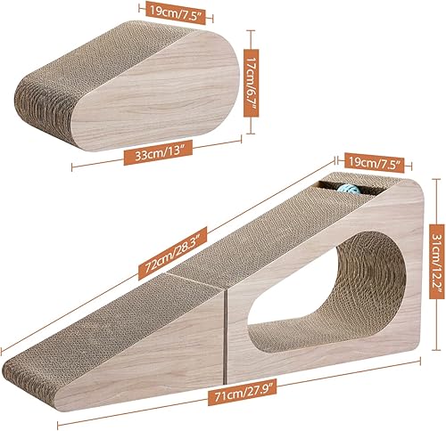 Miniatura 2 de PAWZ Road Rascador para gatos, 2 en 1, rascador corrugado grande de 28.3 pulgadas para gatos, almohadilla rascador de tres caras con bolas para