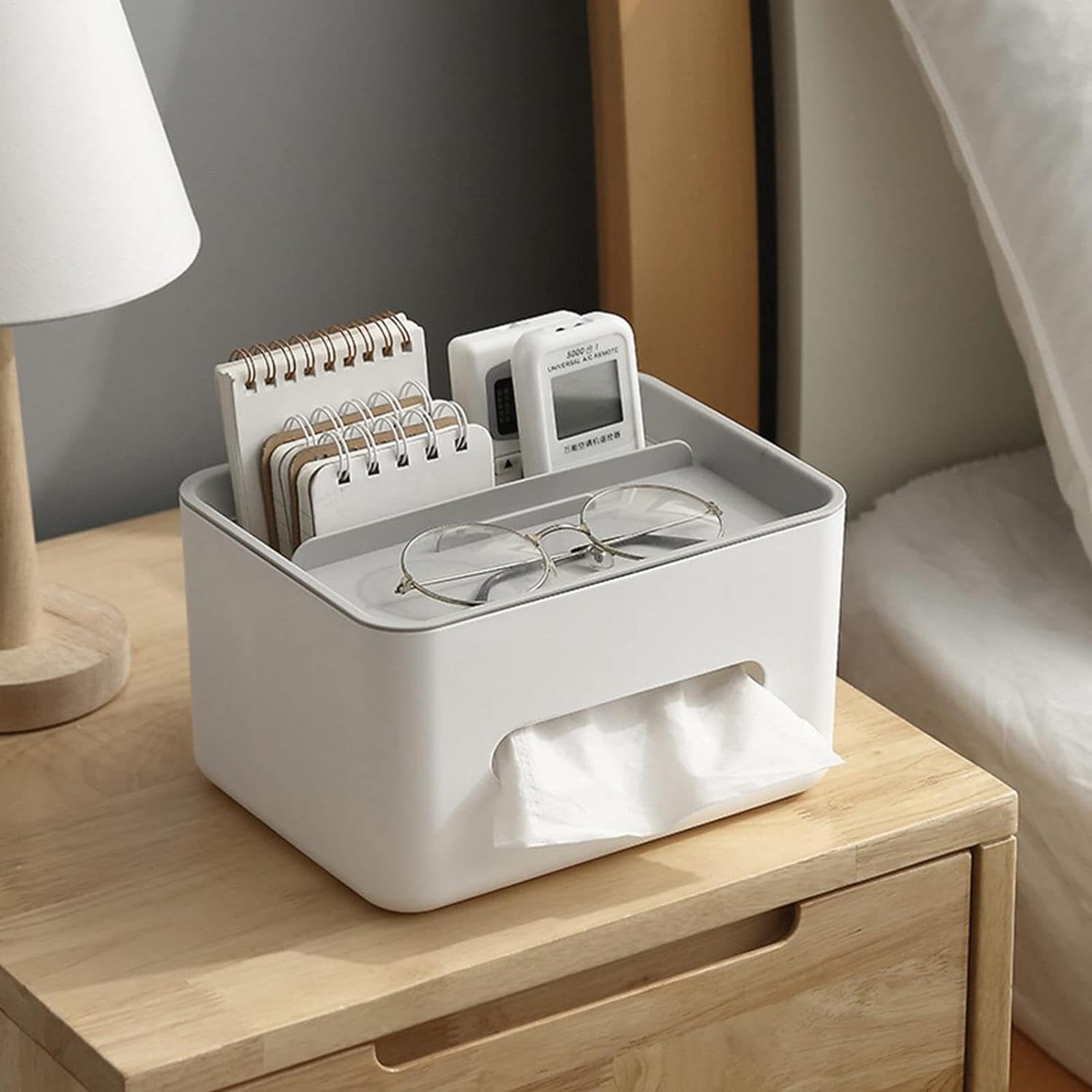 Caja de almacenamiento de tejidos, soporte para cajas de tela, caja organizadora rectangular, maletín de tela con soporte para teléfono móvil, dispensador de servilletas, organización del hogar para