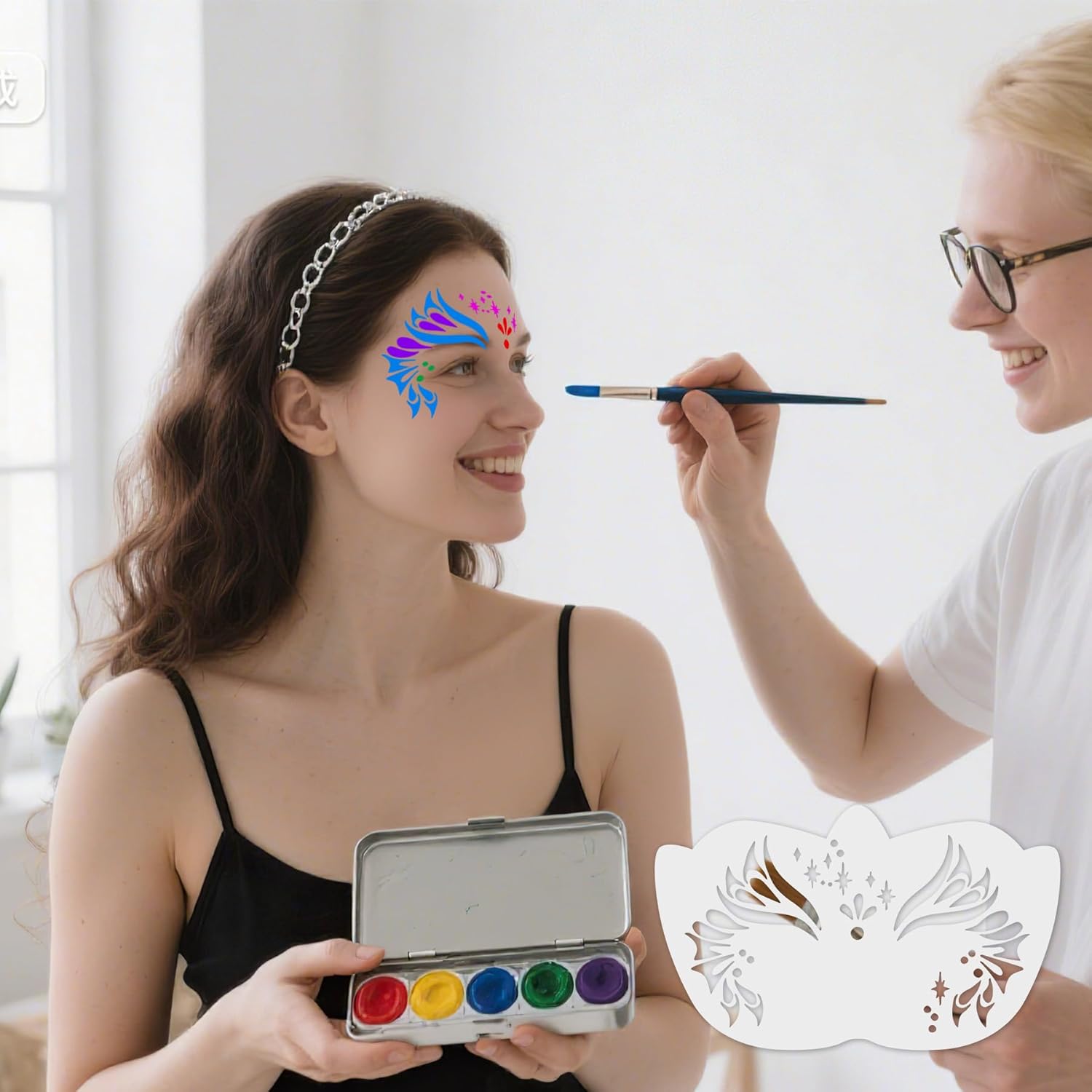 28 Pcs Face Paint Stencils Kit, Reusable Facial Painting Stencils for Kids & Adults, Painting Art Templates for Halloween Party Makeup - Image 6