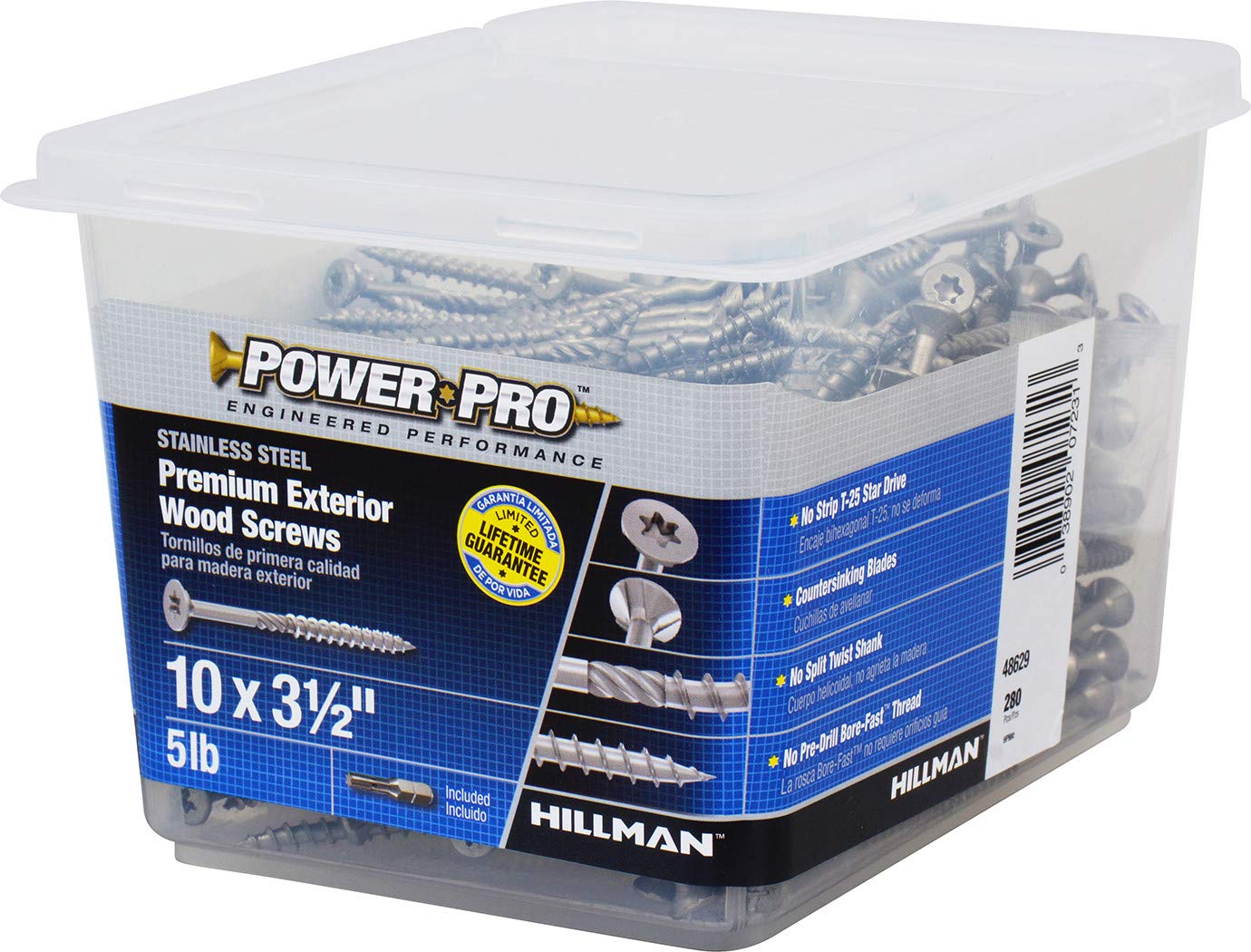 The Hillman Group 48629 Power Pro - Vite multiuso per esterni, 25,4 x 8,9 cm