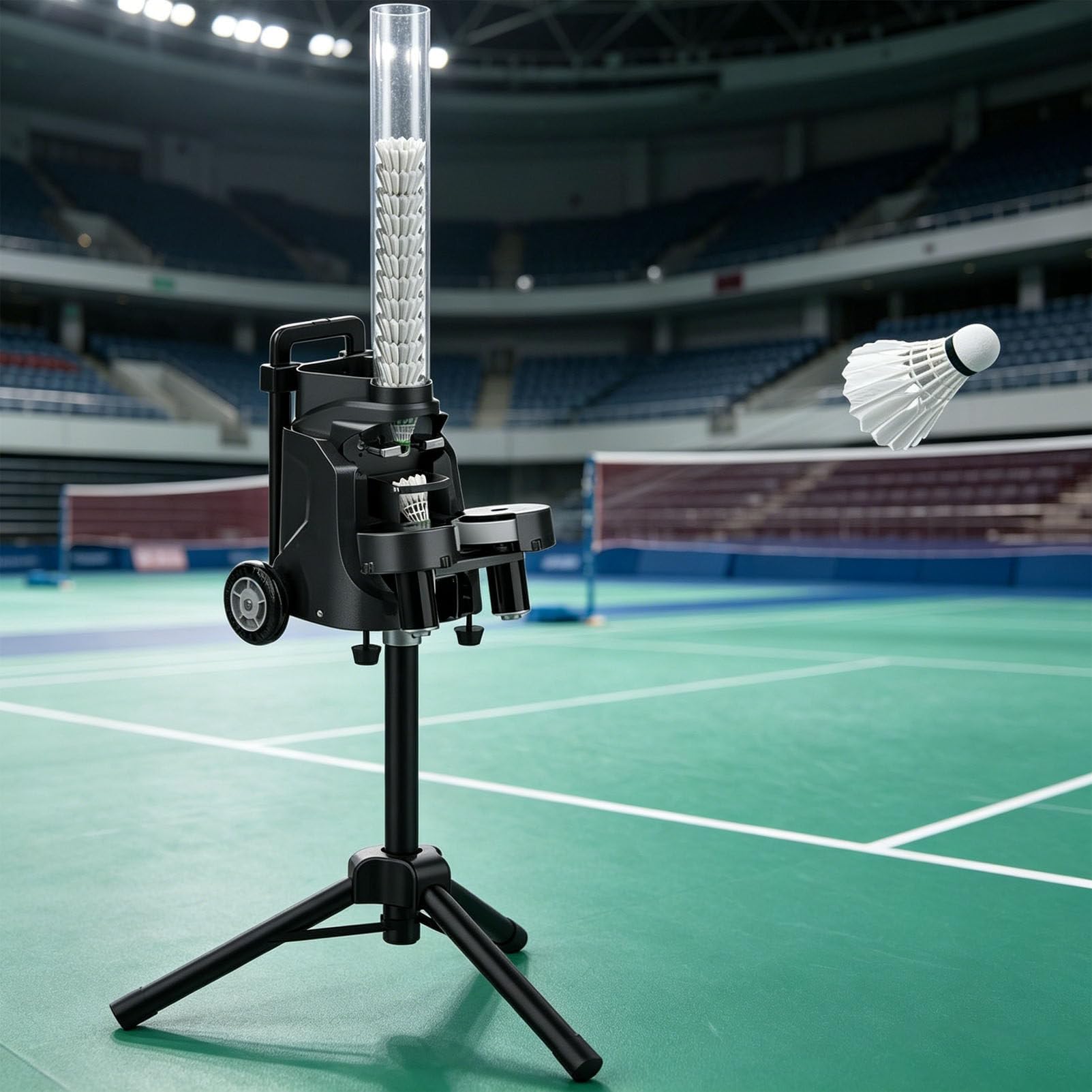 PioMue Badminton Pitching Machine, Portable Shuttlecock Launcher with Adjustable Angles, Smart APP Control for Home or Club Use, Enhance Practice and Technique with Ease Mini