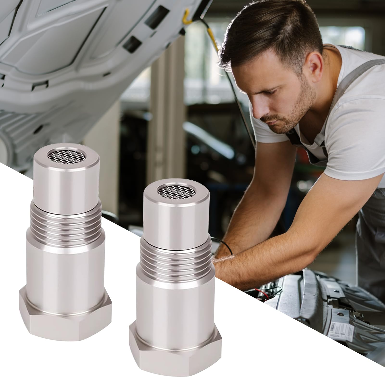 Toma de Sensor de O2,2 Piezas Adaptador Espaciador Sensor de Oxígeno - Herramientas y Equipos de Automoción para Reparación de Motor Bypass Chispa Vehículo