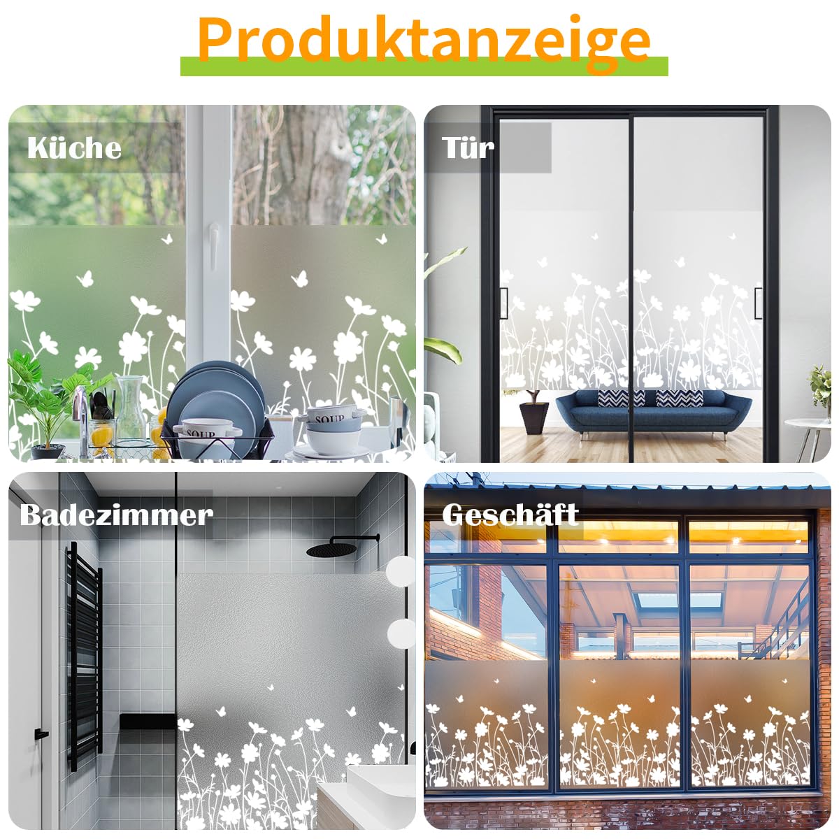 DIFIT Zichtwerende folie voor ramen, elektrostatisch, zelfklevend, ondoorzichtig, raamfolie, uv-bescherming, voor kantoor, slaapkamer, keuken ( 44,3 x 200 cm, bloem wit