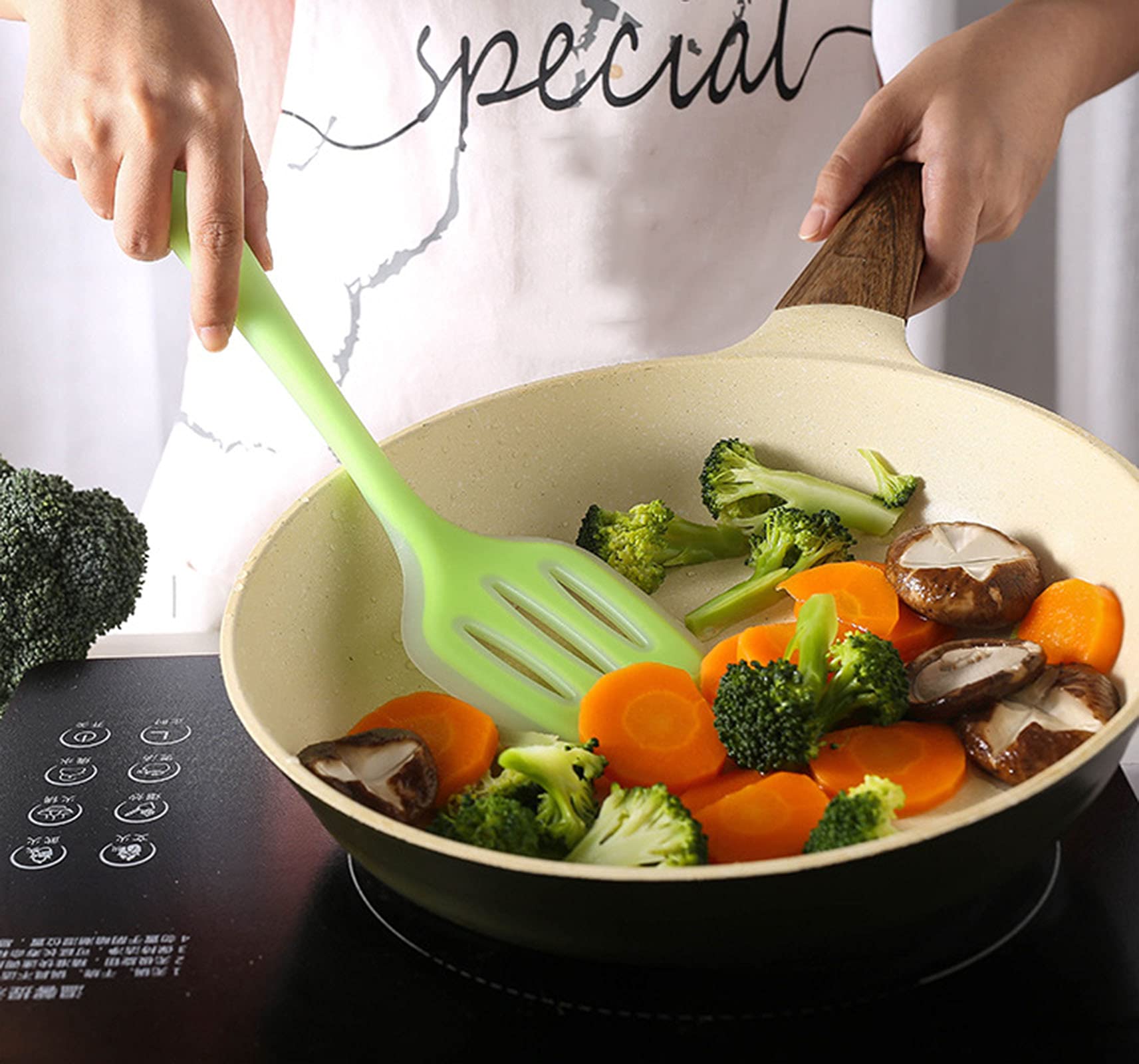 Efficient Espátula de Cocina Antiadherente Espatula Cocina de Perforada Espátula de Silicona Ranurado Resistente Al Calor, Sin TóXico EspáTula De Silicona De Grado Alimenticio Para Cualquier Comida