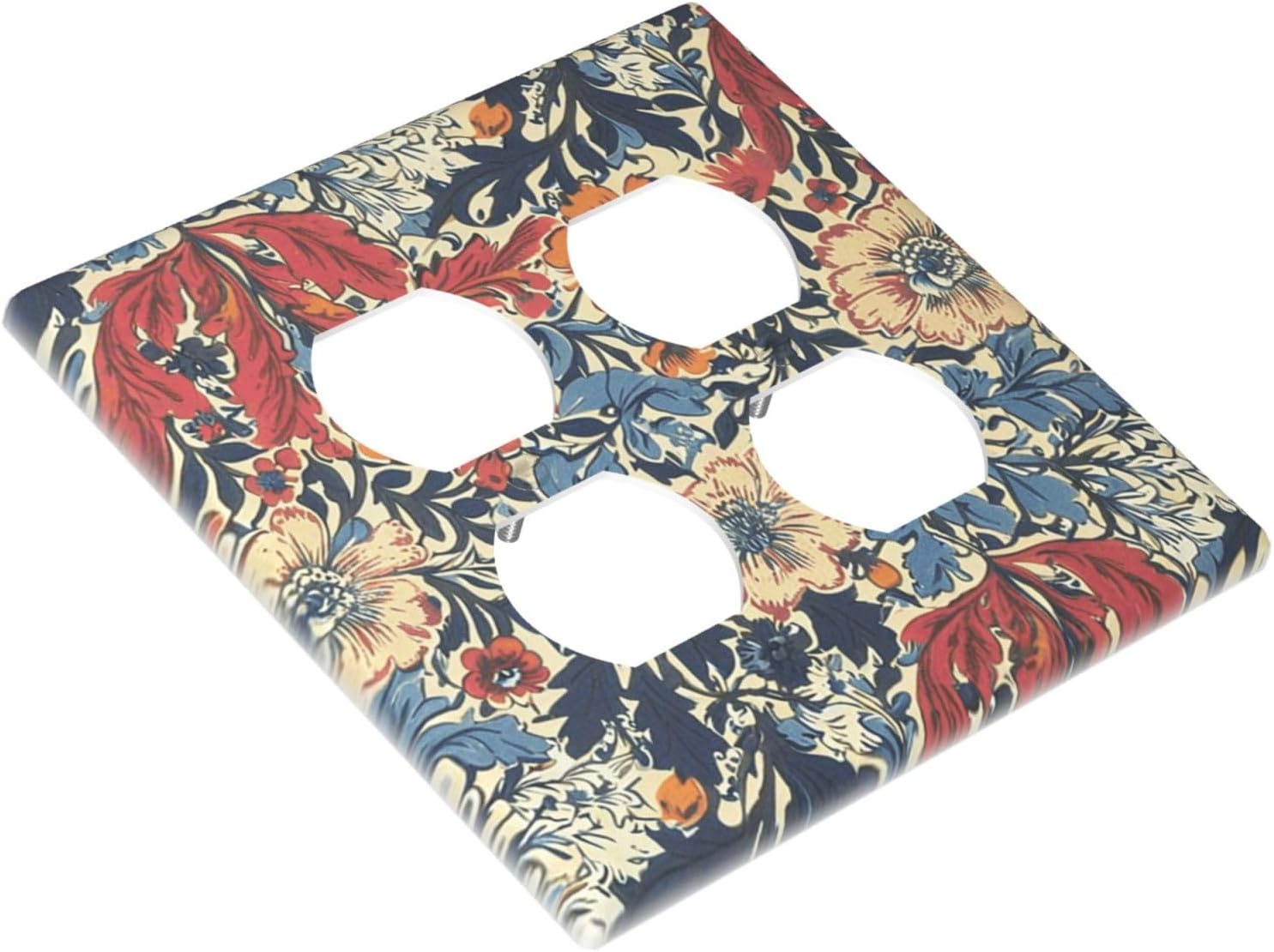 Decorative Outlet Covers William Morris Floral 2 Gang Wall Plate Cover Double Duplex Receptacle Abstract Retro Mid Century Boho Flowers Plant Two Switch Light Switch Cover Plate Kitchen image 3
