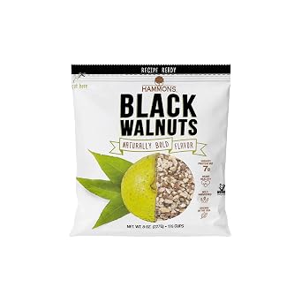 Hammons Black Walnuts, Wild Harvested Non-GMO Recipe Ready Nuts, 8oz Bag | Bold rich nutty flavor, gluten free, high protein keto snack, great for cooking, baking and recipes