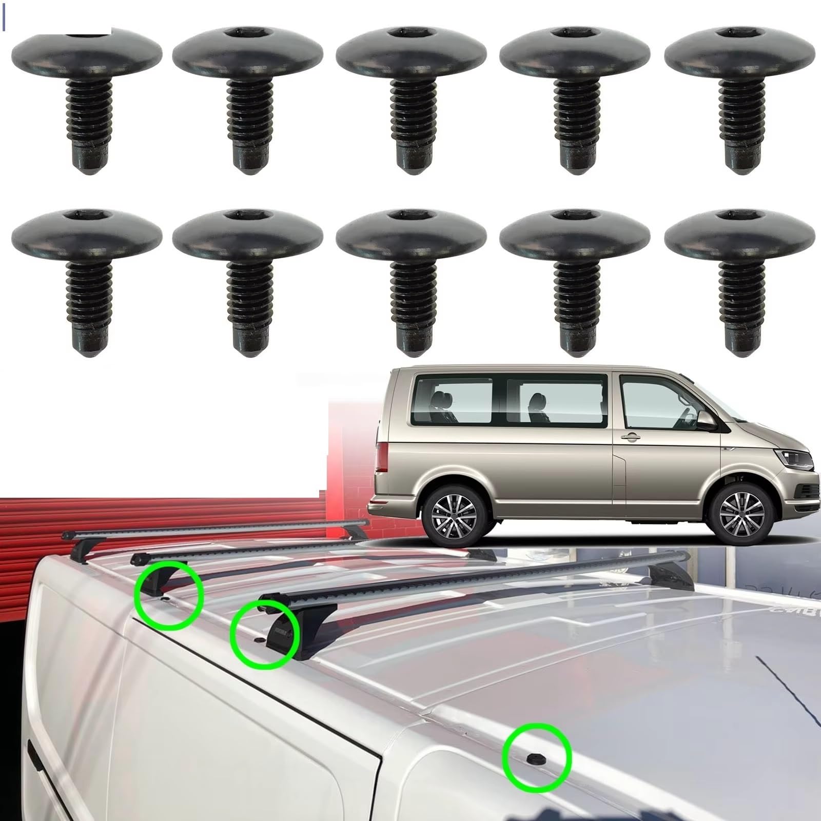 Voiture L'intérieur Pour Trafic 2015-2024 Pour Trafic (2022-2024) Trous de galerie de toit Panneau d'obturation Vis Boulons scellés WHT006148 10 pièces Garniture Voiture