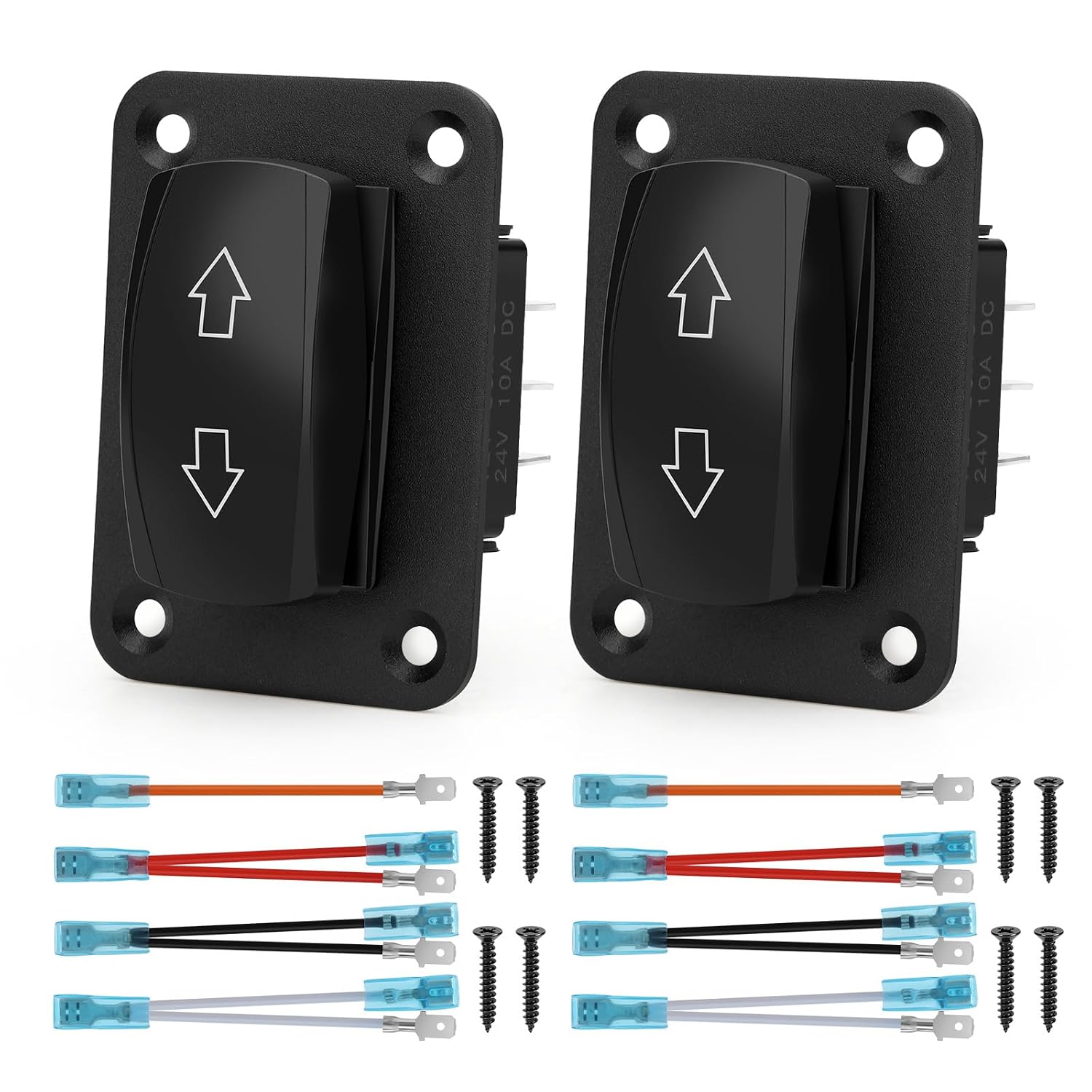 Linkstyle 2PCS Up Down Momentary Reverse Switch, 12V 24V DPDT 7 Pin Arrow Rocker Toggle Polarity Reversing Switch (ON)-Off-(ON), for RV Power Tongue Jack, Boat, 5th Wheel Trailer Stabilizer, ATV