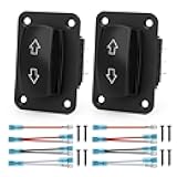 Linkstyle 2PCS Up Down Momentary Reverse Switch, 12V 24V DPDT 7 Pin Arrow Rocker Toggle Polarity Reversing Switch (ON)-Off-(ON), for RV Power Tongue Jack, Boat, 5th Wheel Trailer Stabilizer, ATV