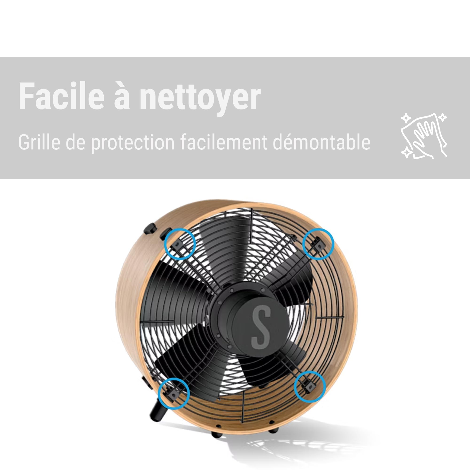 Stadler Form Ventilateur Otto de, en bambou, avec 8 vitesses, idéal en été et adapté à la chambre à coucher, au salon et au bureau, nettoyage facile, jusqu’à 22 watts