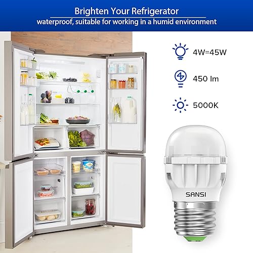 Miniatura 2 de SANSI Bombilla LED para refrigerador equivalente a 45 W, bombilla para electrodomésticos de 4 W, 450 lúmenes, 5000 K, bombilla de luz diurna para