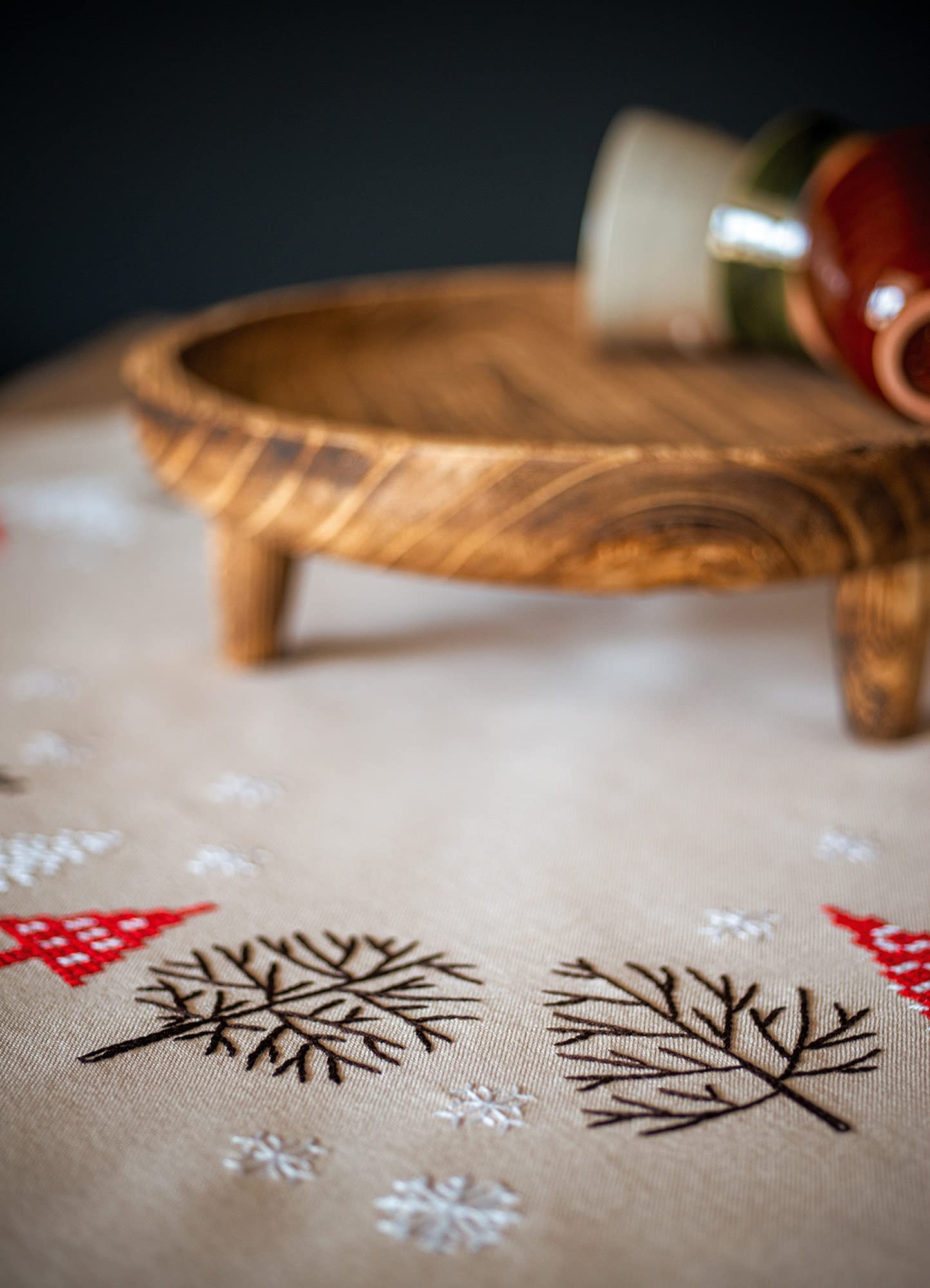 Vervaco Kreuzstich Stickpackungen Tischdecke moderne Weihnachtsmotive Stickdecken Vorgezeichnet Basteln Erwachsene Kreativ Set Vorgedruckte Decke Sticken 80 x 80 cm Stickset Sticken Set