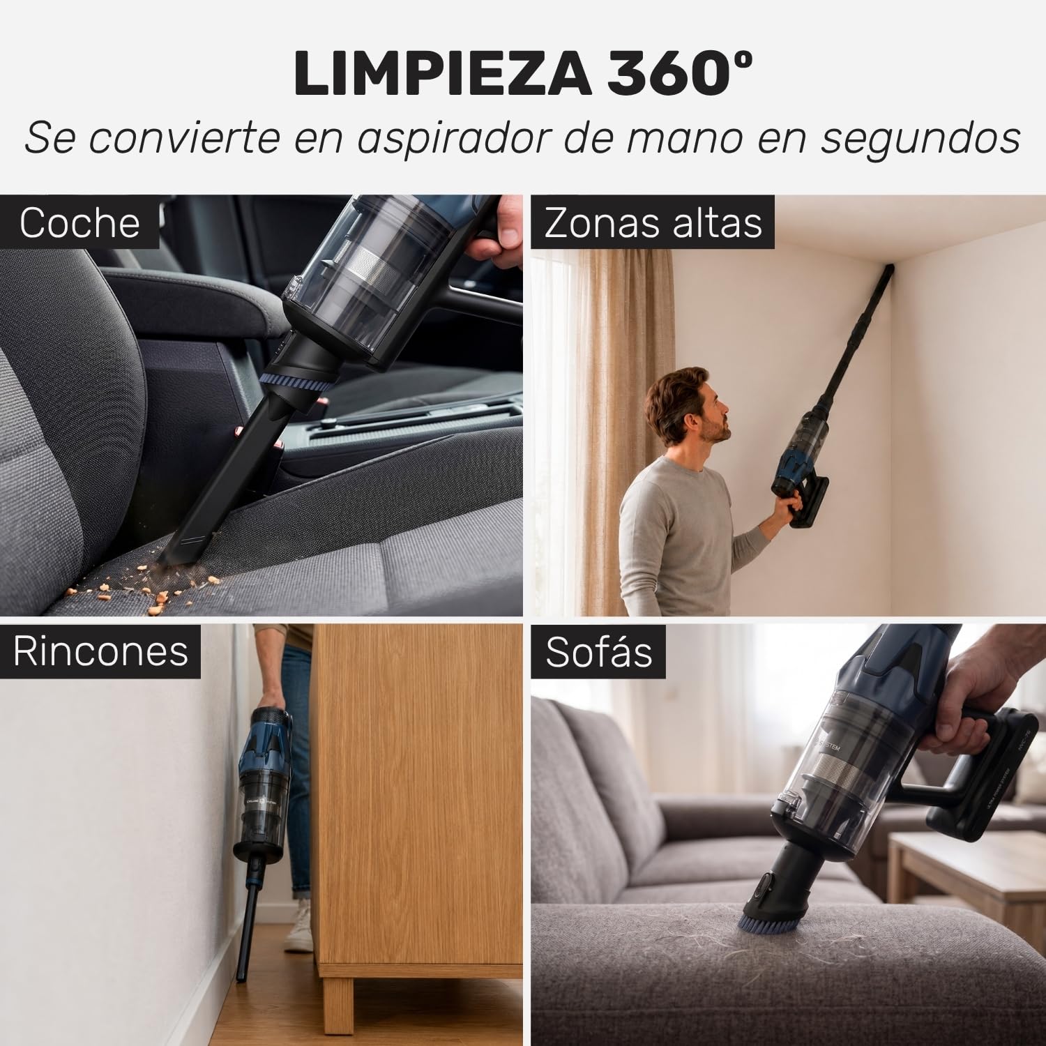 Taurus Aspiradora Escoba sin Cable Potente 780W Inhalambrica 90min Autonomia Flexible Pantalla LED con Cepillo Anti Enredos Aspirador Ligero Deposito 1,2 L Motor 310AW Digital - Nimbus Ultraboost