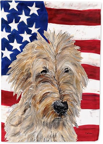 Miniatura 67 de Caroline's Treasures SS4017GF Bandera de Estados Unidos con Bulldog Inglés para jardín, bandera decorativa para patio exterior, patio, parterres,