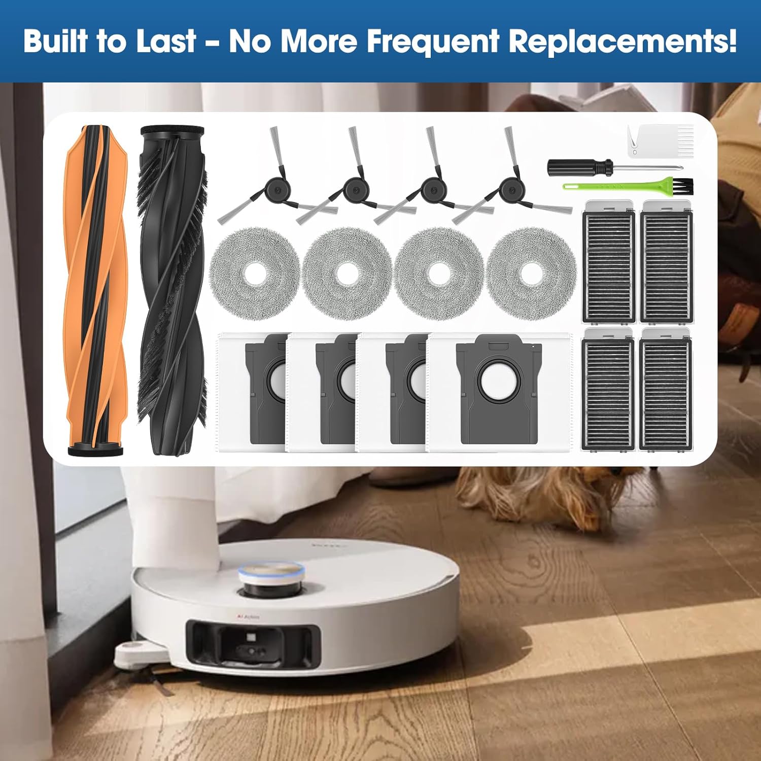 X50 Ultra Replacement Parts for Dreame X50 Ultra Complete/L50 Pro Ultra/L40S Pro Ultra/Mova V50 Ultra Vacuum Cleaner Accessories Includes Main Brush, Filters, Mop Pads, Side Brushes, Dust Bags