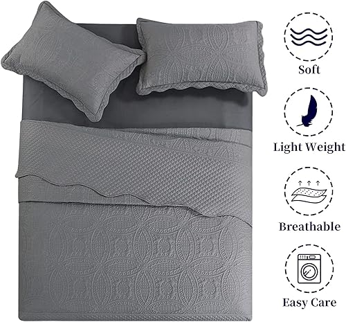 Miniatura 5 de HOMBYS Colchas King de Tamaño Grande 122"x138", Juego de Colcha Extra Ancho y Ligero, Juego de Ropa de Cama, Suave, Duradero y Transpirable,