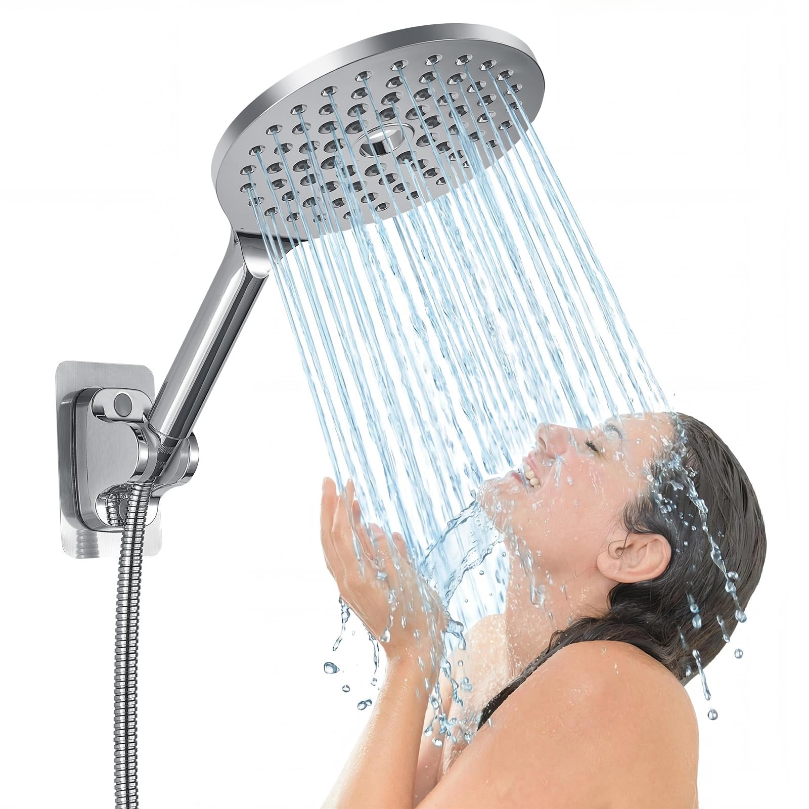 Extra Large Handheld Shower Head, Voolan High Pressure Hand Shower Heads, 7.5'' Chrome Rain Shower Head Enough to Cover Whole Body, Round