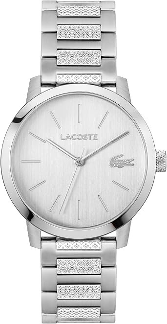 Lacoste Three Hand Quartz Movement Watch for Men LACOSTE.12.12 Metropole Collection with Silver, Gold or Black Stainless Steel Bracelet
