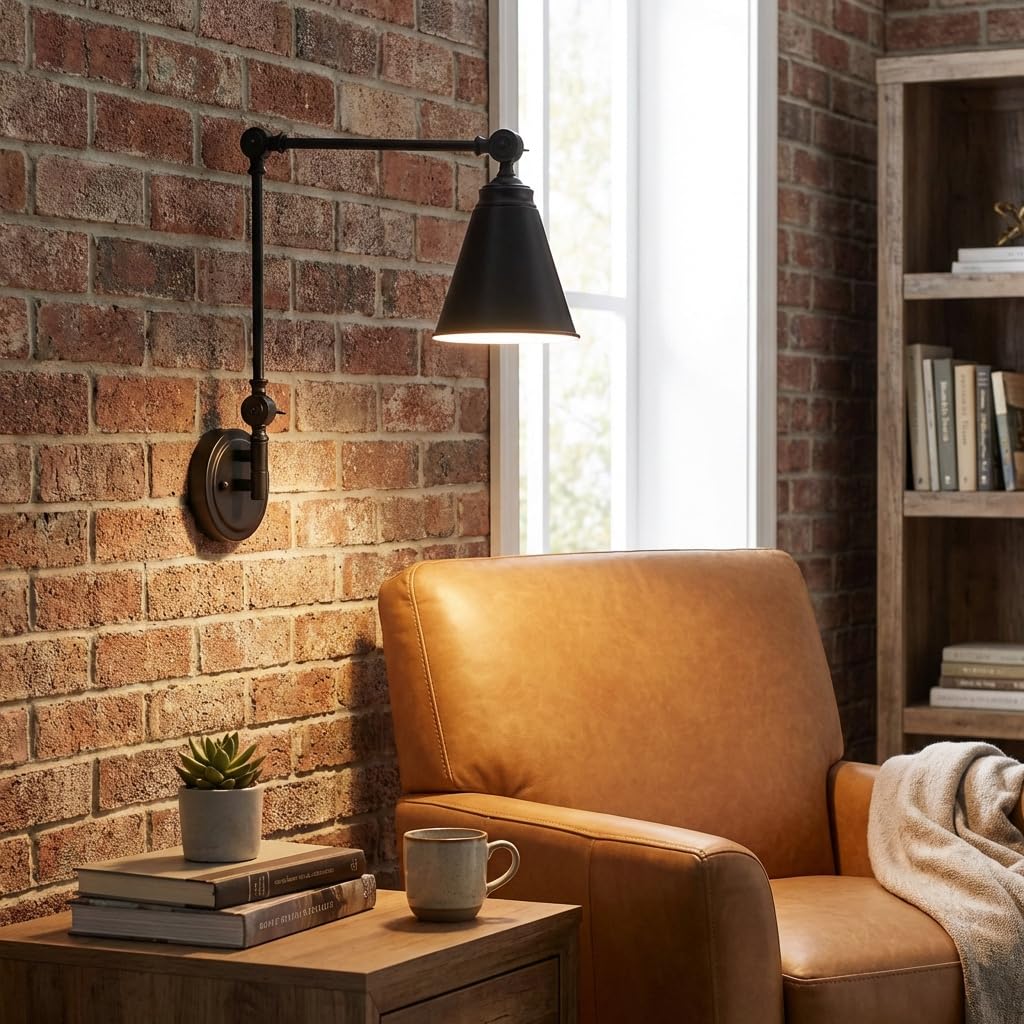 BARCELONA LED Applique da Parete Nero con Braccio Regolabile, Alluminio di Alta Qualità, Stile Classico e Moderno, Illuminazione Lusso Retrò e Industriale per Camera, Soggiorno o Ufficio