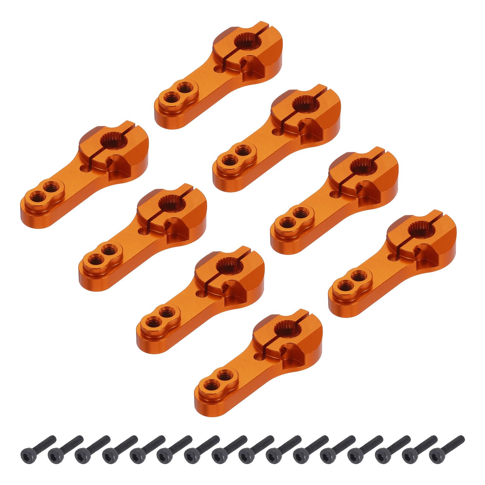 sourcing map 8 Pcs Metal Servo Horn 25T Steering Arm 35mm Length Orange Suitable for DIY RC Car/Boat/Airplanes Boat Model Accessories with 2 Pcs Screws