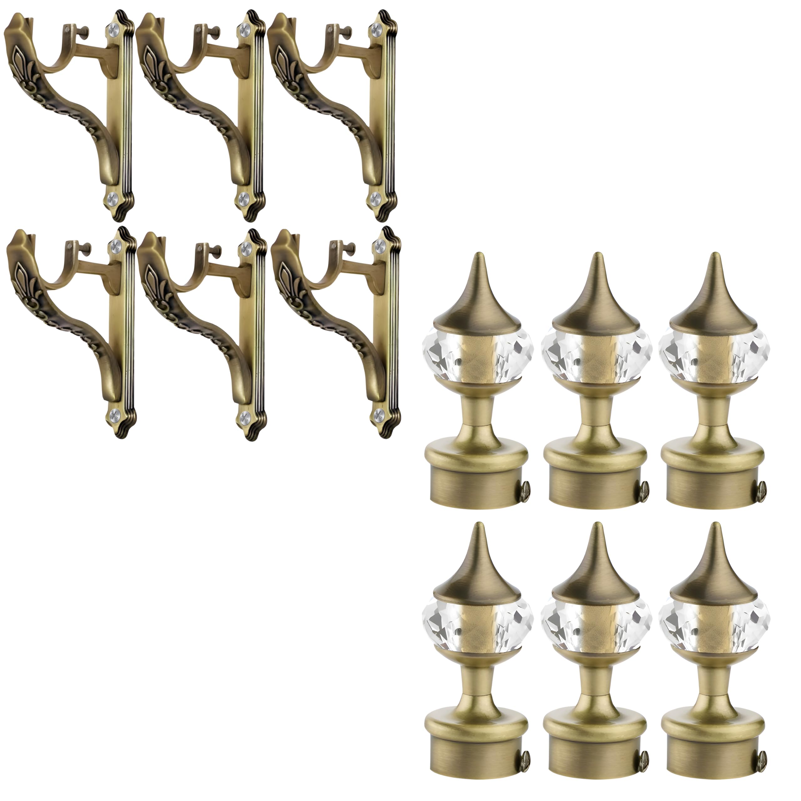 Plantex Heavy Duty Aluminium Diamond Curtain Holder/Curtain Brackets/Curtain Rod Holder with Support 1 Inch Rod (Brass Antique - 4 Pair) — Amazon image 15
