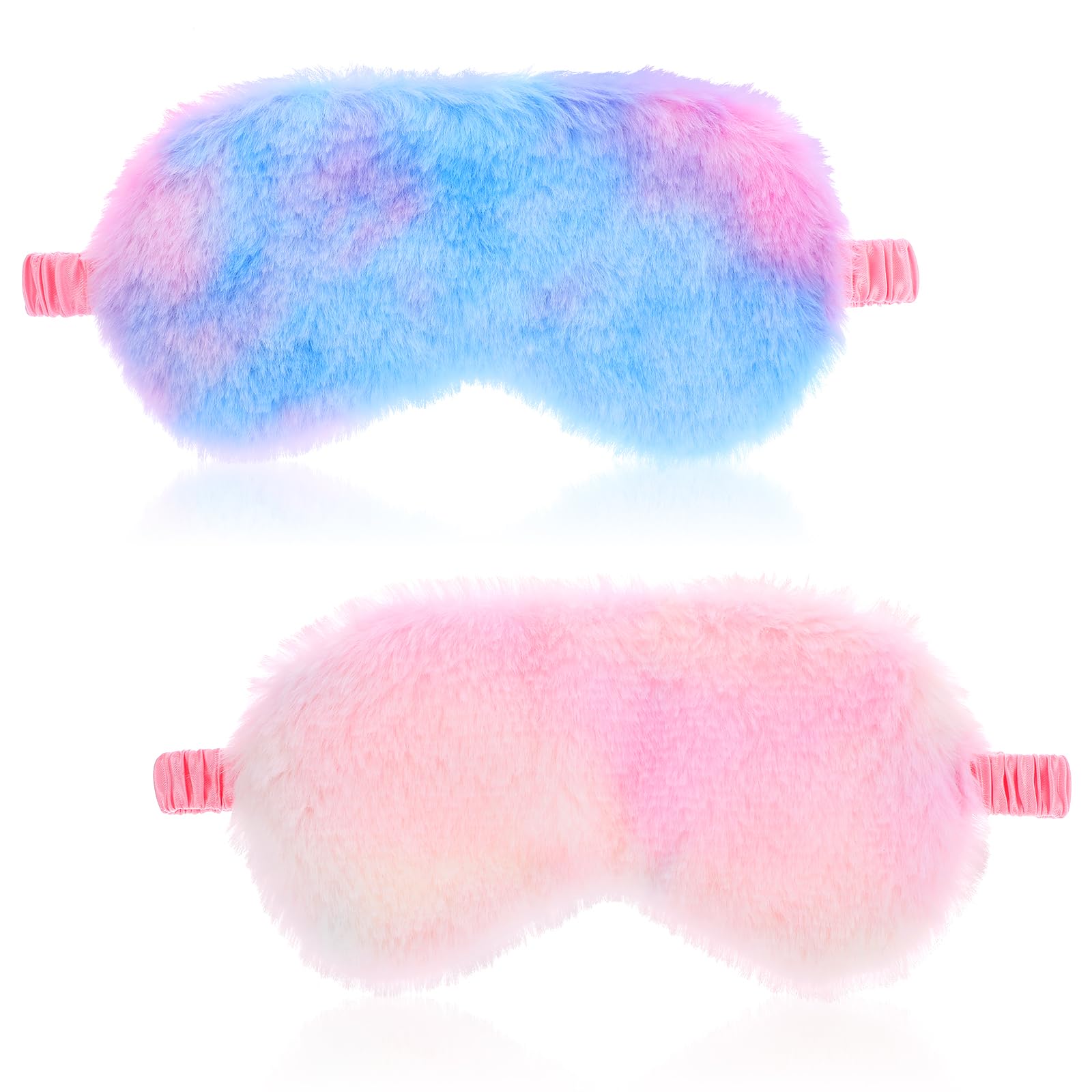 Oruola 2pcs Toddler Eye Mask Kids Eye Mask for Sleeping Comfortable Plush Blindfold Satin Back Rainbow Faux Fur