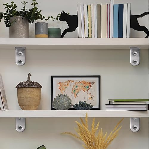 Miniatura 7 de Pelopy 100 soportes en forma de L de acero inoxidable de 90 grados, soporte de ángulo recto resistente para muebles de madera, silla, cajón,