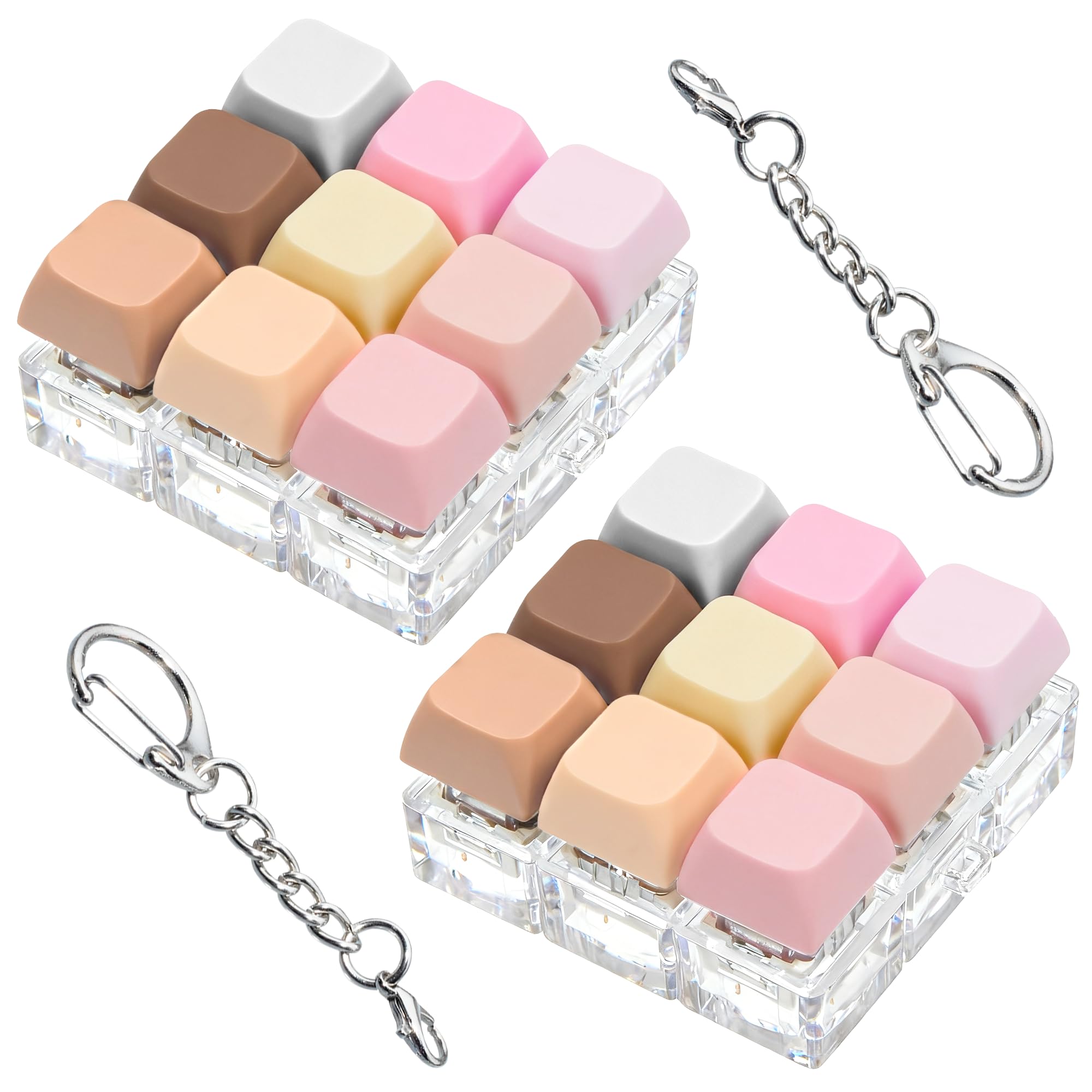 Photo 1 of 2 Pack 9 in 1 Keyboard Fidget Toy, Keyboard Fidget Keychain Anti-Stress Keyboard Decompression Button Finger Clicker Toys Stress Relief Fidget Valentines Gifts Stuffers for Women Kids (Morandi)