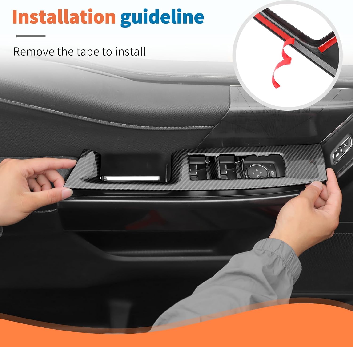 JeCar for 2021+ Ford F150 Carbon Fiber Interior Trim Accessories - ABS Window Switch Button Panel Cover Decoration Upgrade