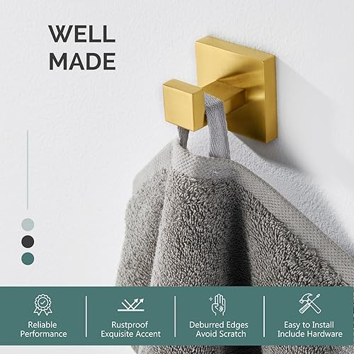Miniatura 4 de Angle Simple Gancho para toallas de baño, soporte para toallas de ducha de acero inoxidable SUS304, gancho para bata de baño, colgador de toallas de