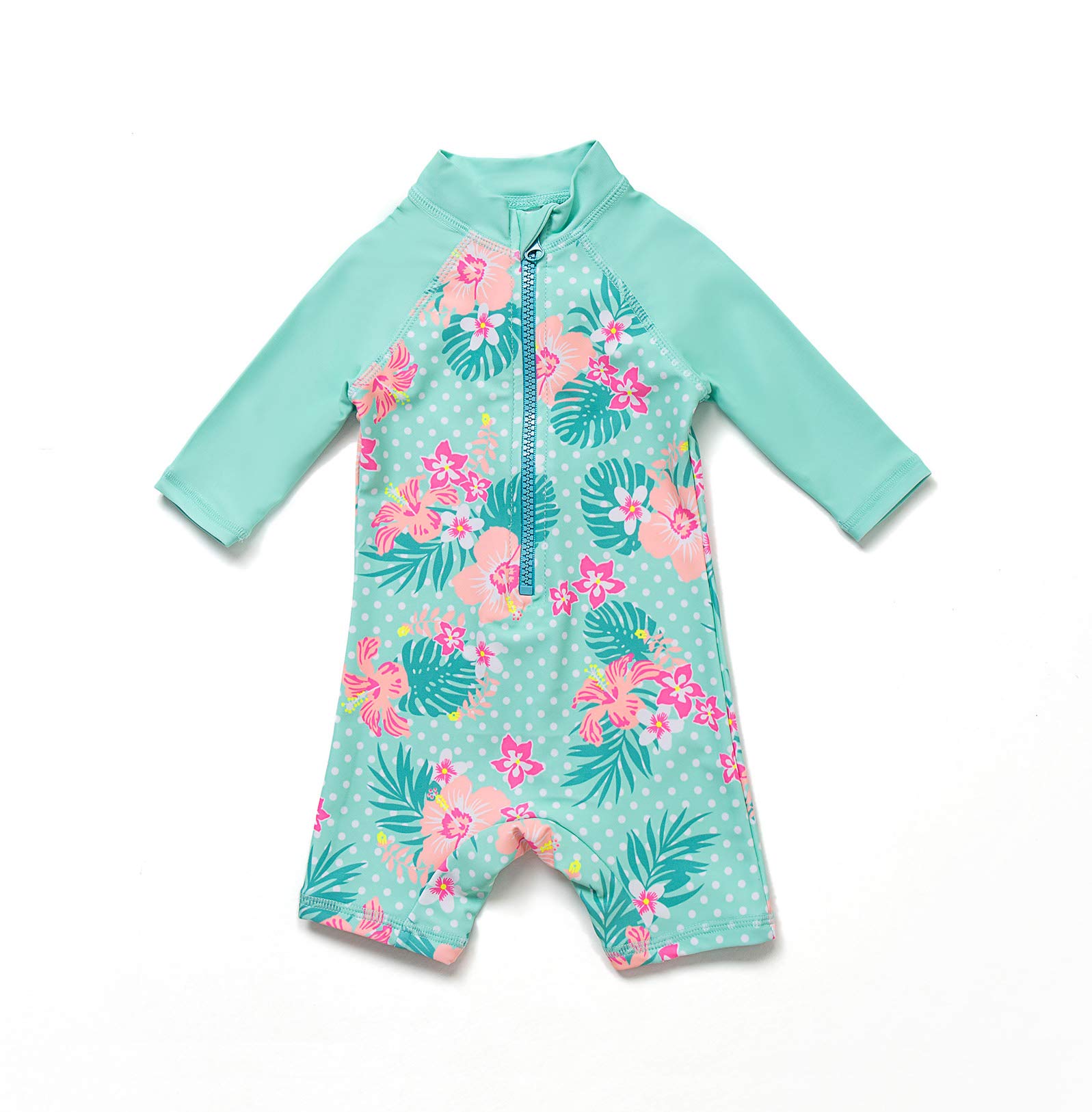 BONVERANO Traje de baño para niñas con protección UV UPF 50+ de una pieza con gorro para el sol