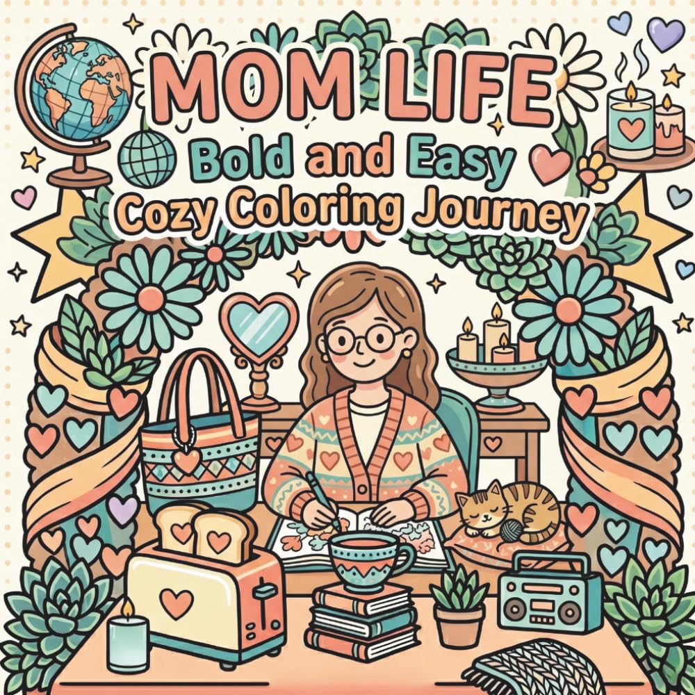 Mom Life: Bold and Easy Cozy Coloring Book: Relaxing Cozy Home Scenes, Self Care Moments & Everyday Comfort Designs