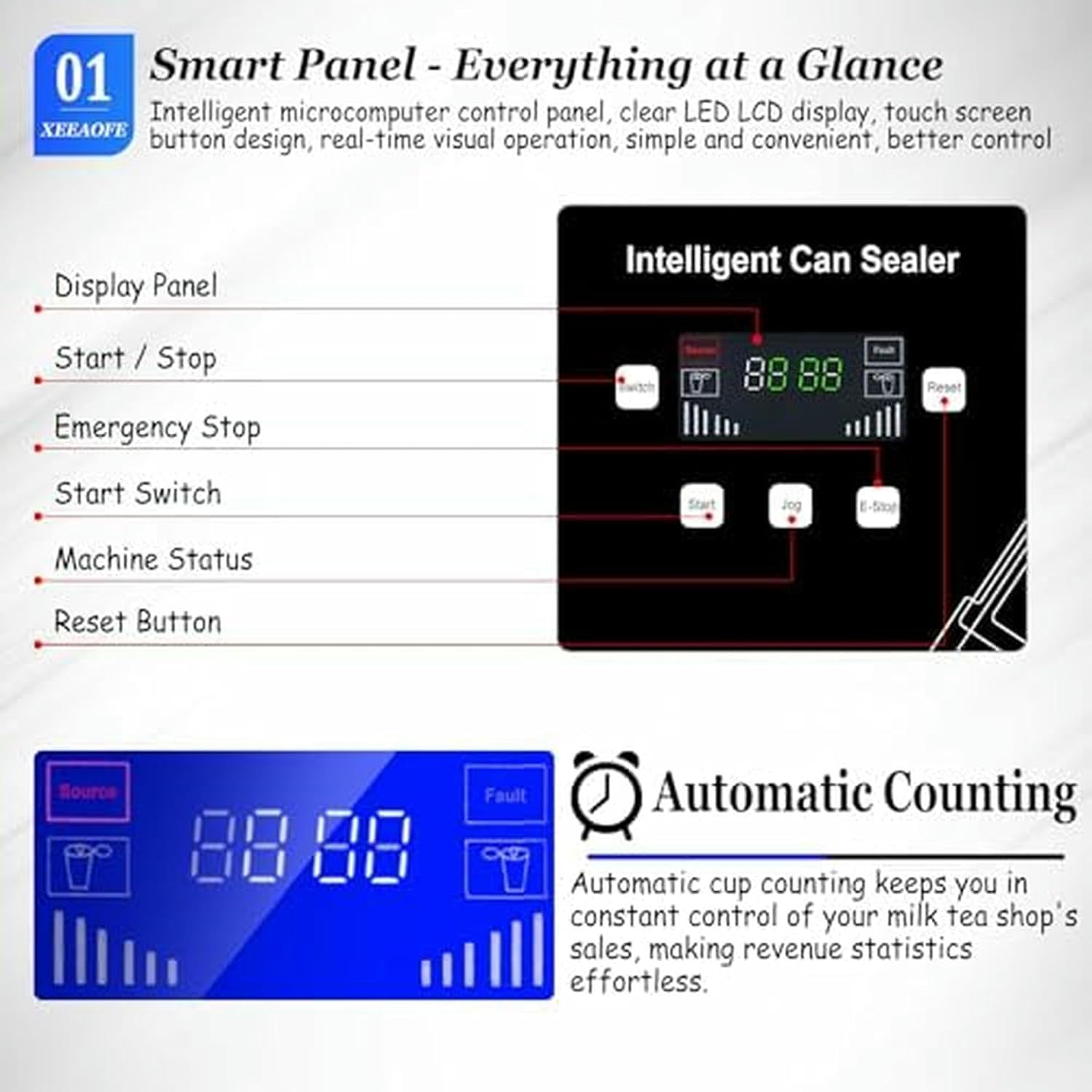 Automatic Electric Can Sealer Machine, Adjustable Height Soda Can Seaming Tool for Plastic & Aluminum Beer Cans - 220V Commercial Use