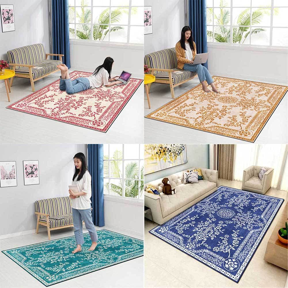 Home Decor Rugs Yoga Mat Antiestáticas Lavables Home Alfombra Exótico Estilo Étnico Europeo Elegante Flor Azul Monocromo160*200cm (5'3''x6'6'')