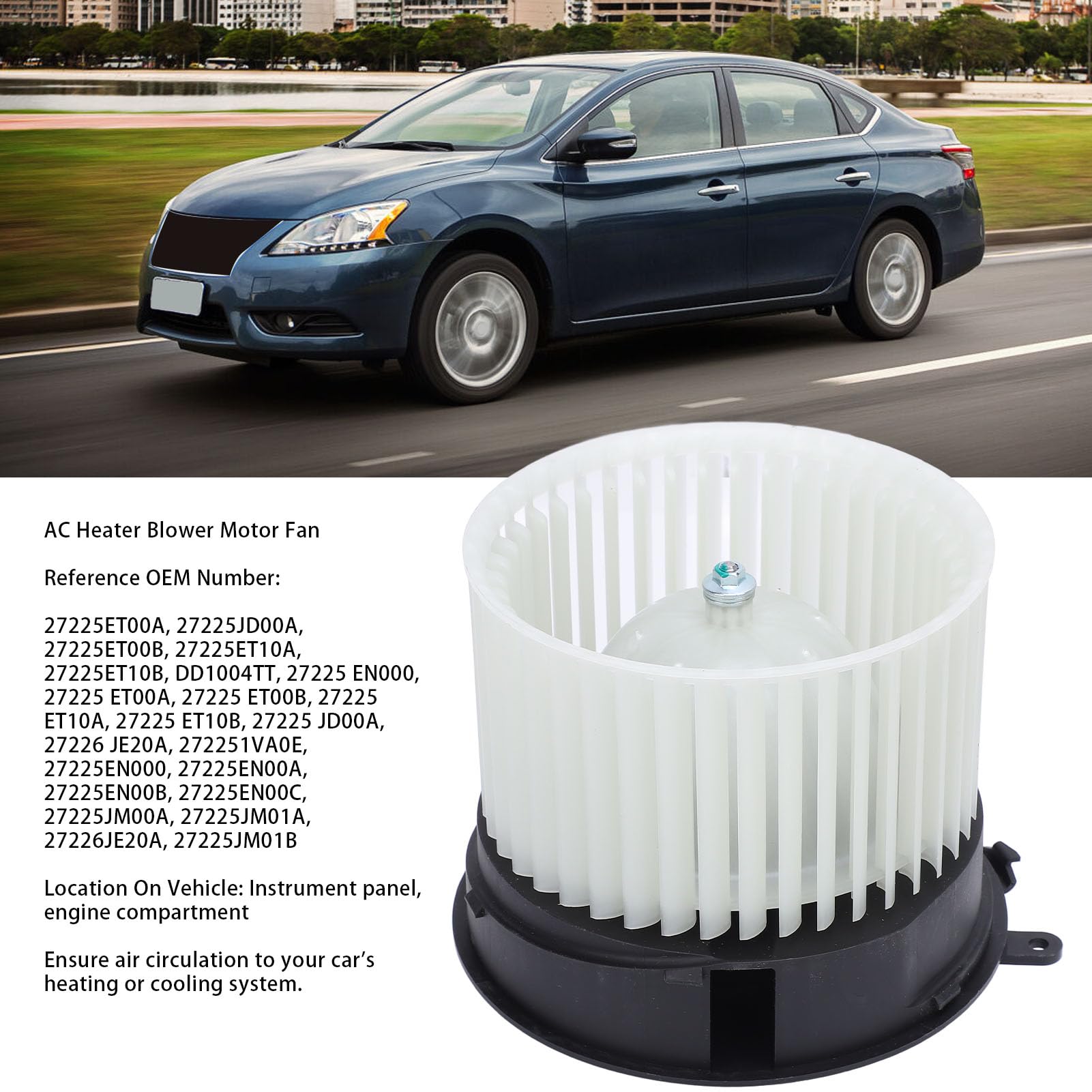 Ventilador de motor de ventilador de calentador de CA Motor de ventilador de aire acondicionado de repuesto con circulación de aire eficiente para Rogue Select Material