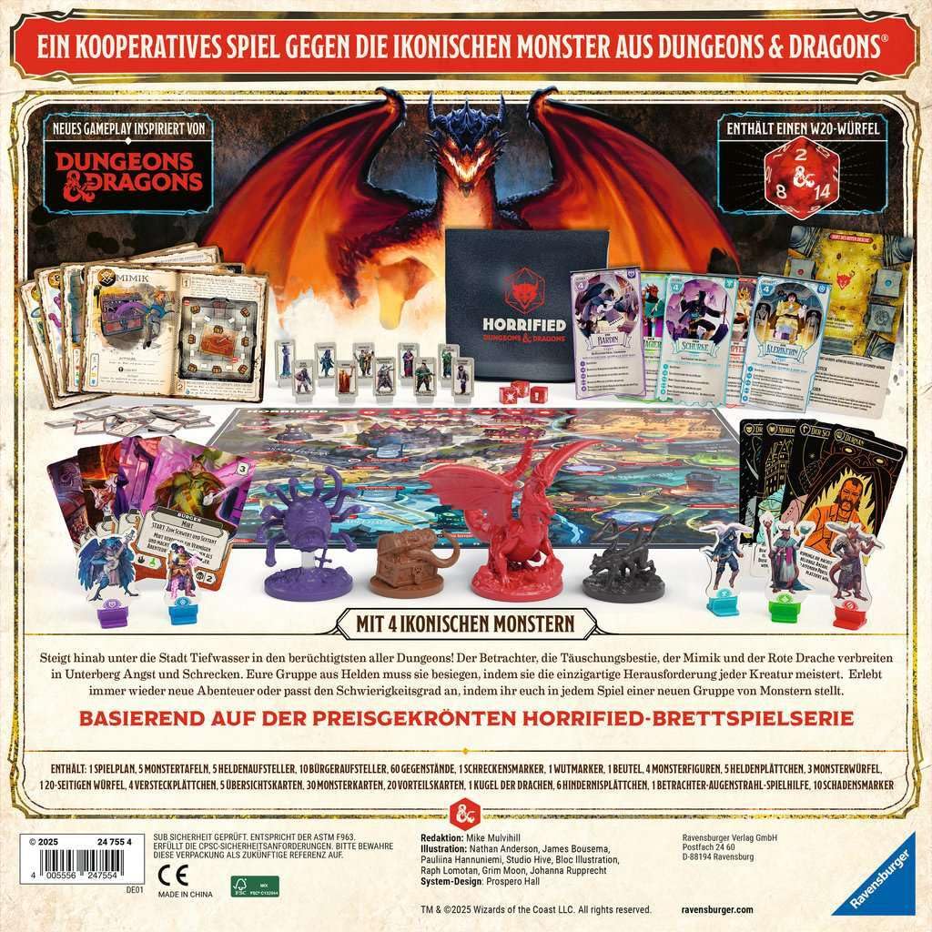 Ravensburger 24755 - Horrified Dungeons & Dragons - gioco da tavolo cooperativo per tutti dai 10 anni in su, per serate di gioco con amici o familiari, per 1-5 fan di Horrified e D&D, edizione tedesca